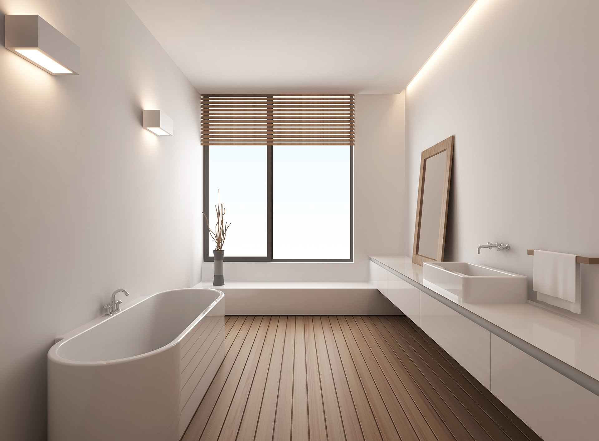 Holzboden kann auch im Badezimmer eine gute Figur machen - wir beraten Sie gern Holzboden in Baezimmer