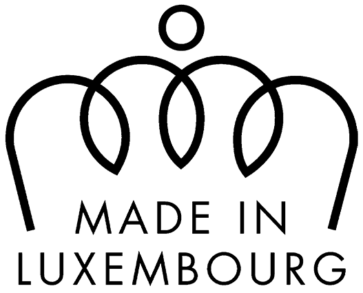 Das Logo vom Fachmarkt HFM in Mersch zeigt eine Krone und die Worte Made in Luxemburg
